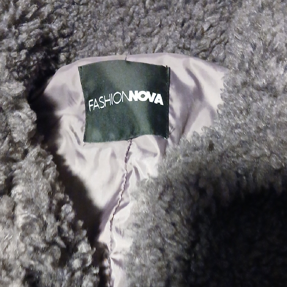 Fashion Nova Cozy Gray Teddy Coat - Picture 7 of 9